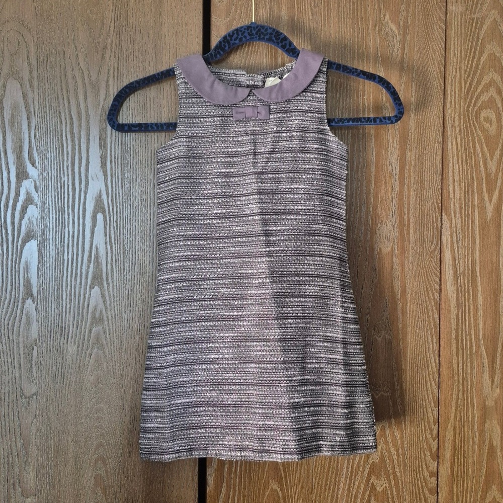 Richie House GirlsTweed Peter Pan Collar Bow Dress Size 5 NWT